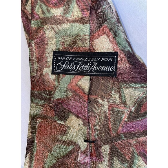 Saks Fifth Avenue Men’s Dress Tie Size 57” Multicolor Geometric Silk Business - Picture 2 of 12